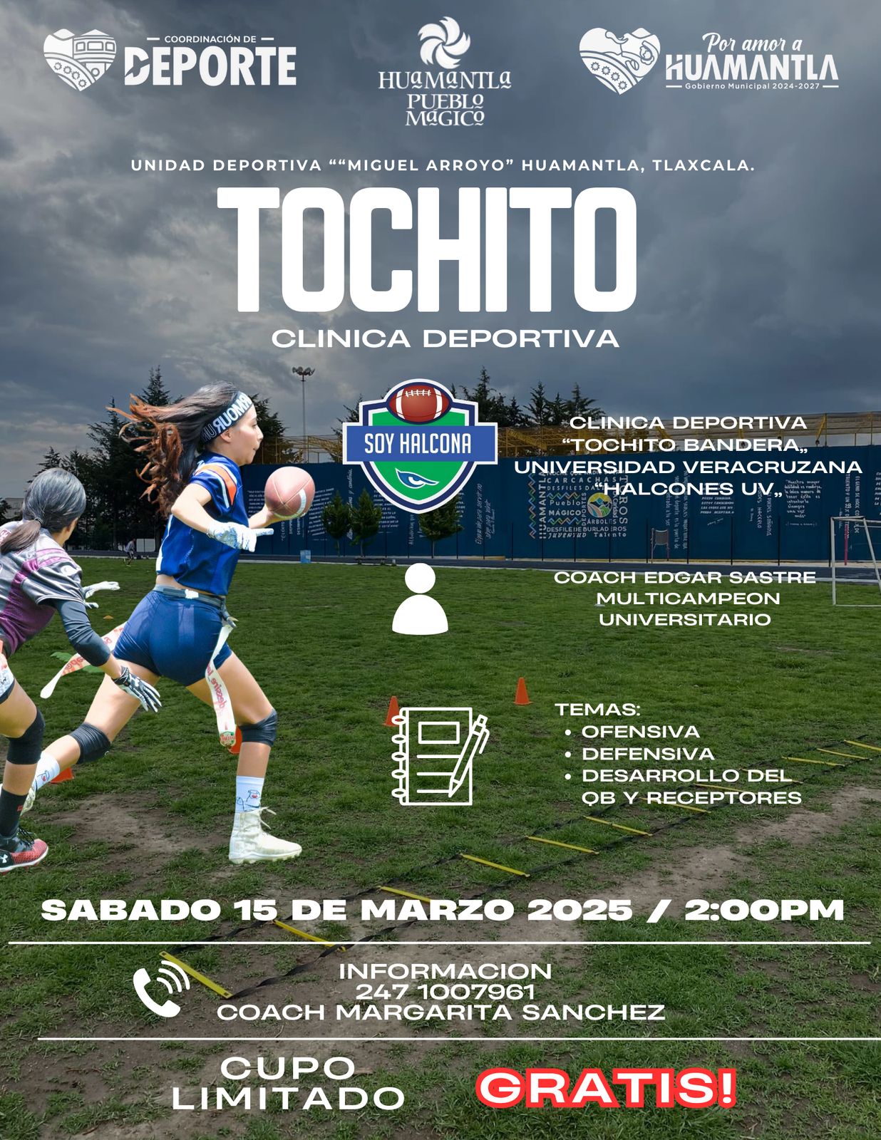 Invita Coordinación de Deporte a la clínica de tochito bandera en Huamantla